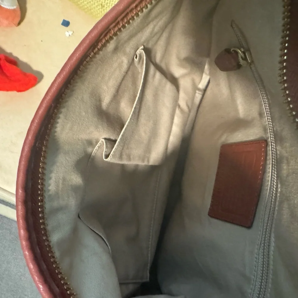 Coach brown leather tote. Genuine leather.